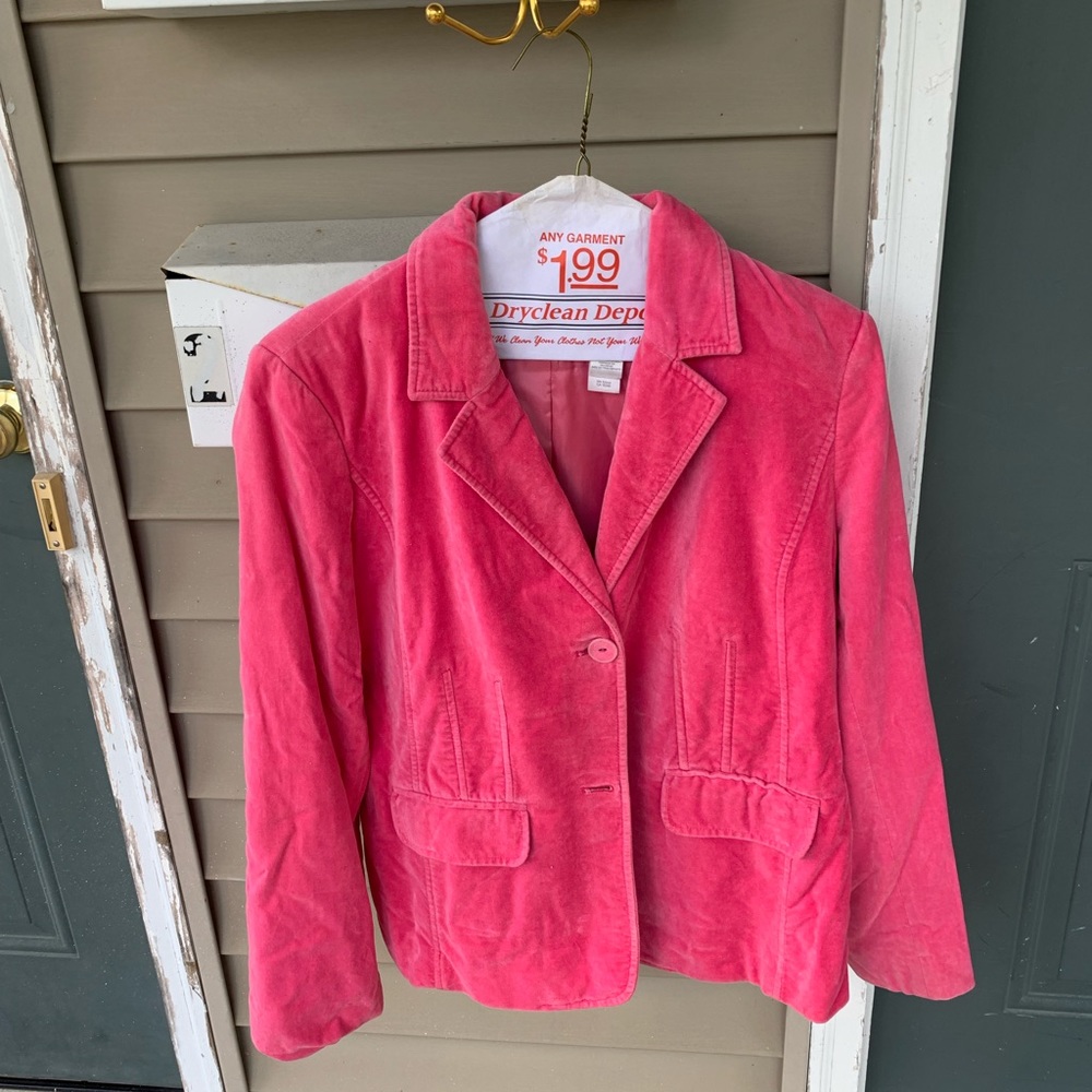 Pink velvet blazer